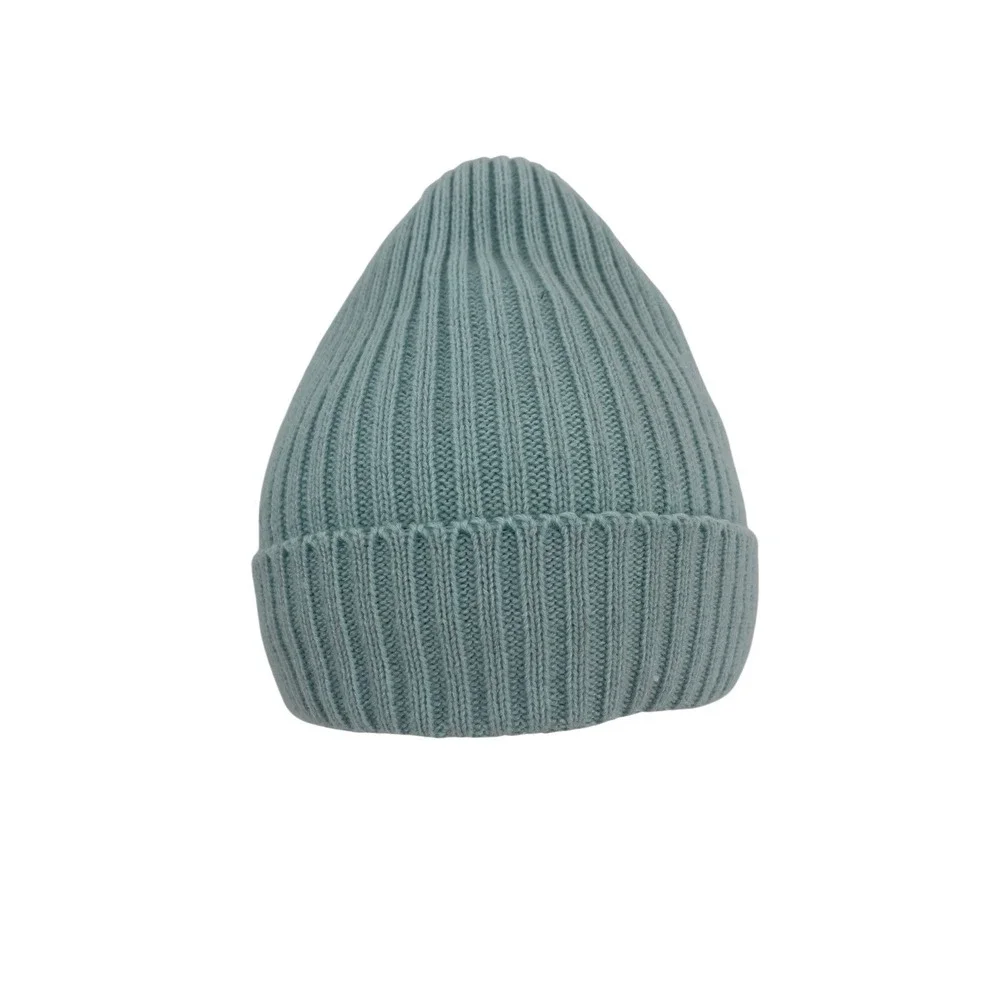 Nordstrom‎ Womens Light Blue Ribbed Knit Faux Fur Lined Cuffed Beanie Hat